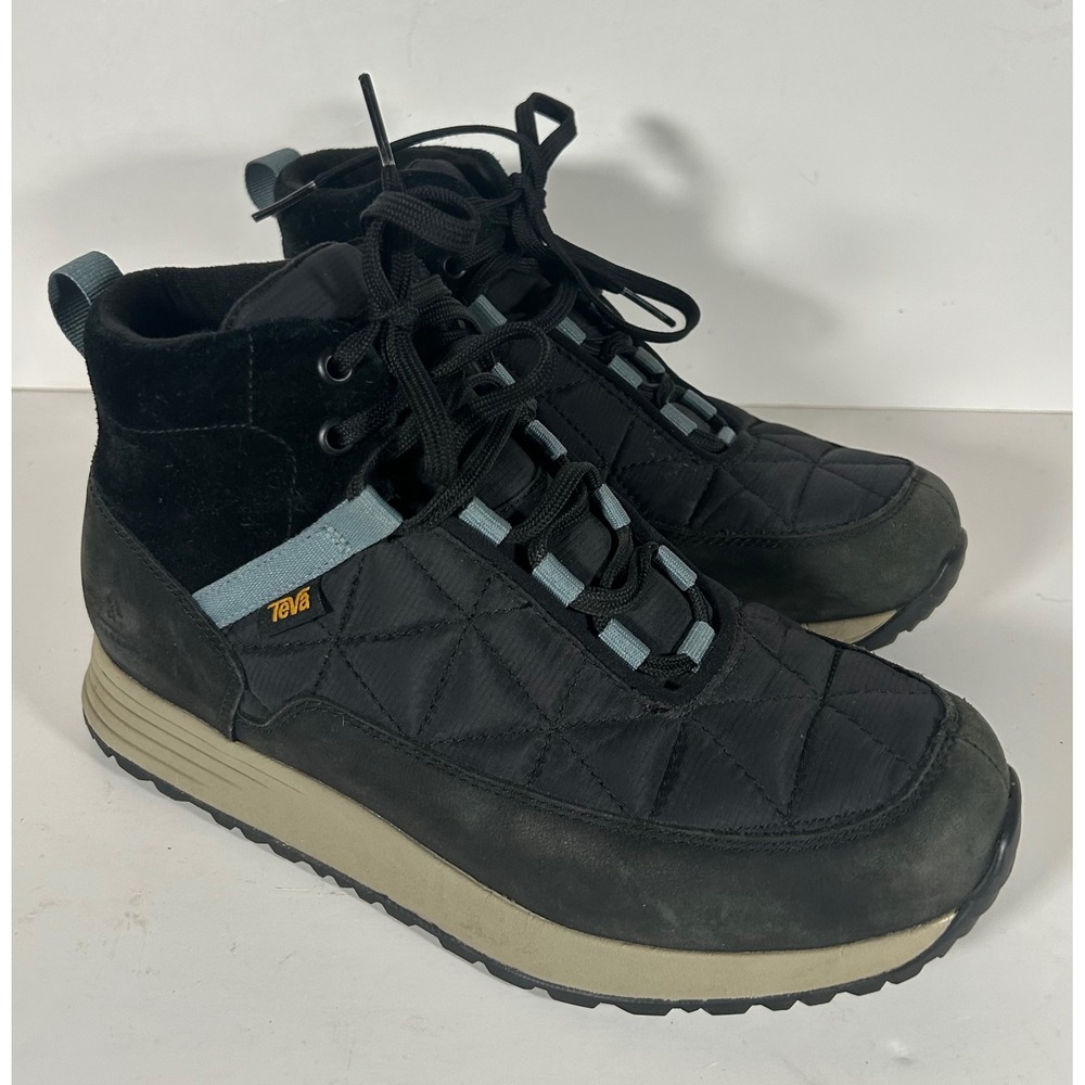 Teva Ember Commuter Black Waterproof Suede Quilted Hiking Boots Womens 9